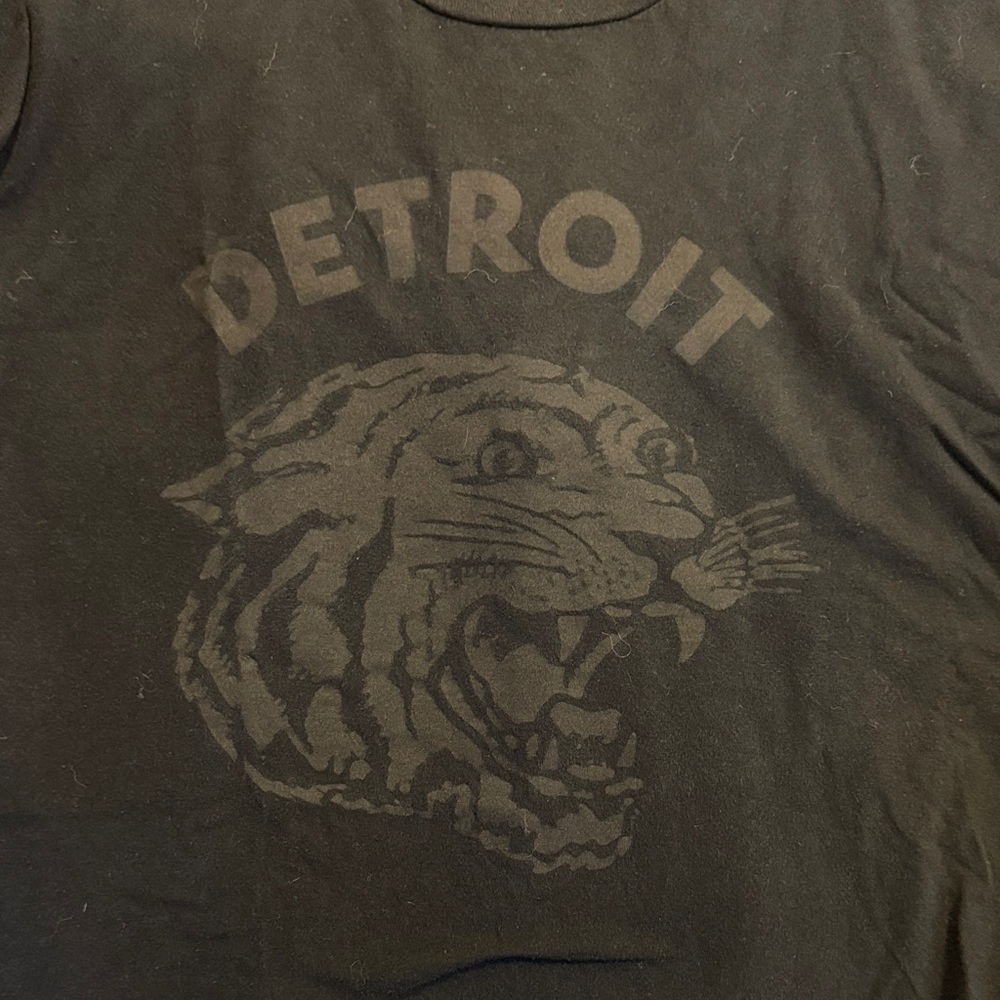 Black Graphic Tee with Detroit Tiger Print